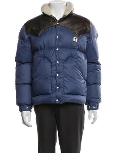 Pre-owned Palm Angels Puffer Coat In Blue