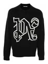Palm Angels Intarsia-knit Logo Jumper In Black
