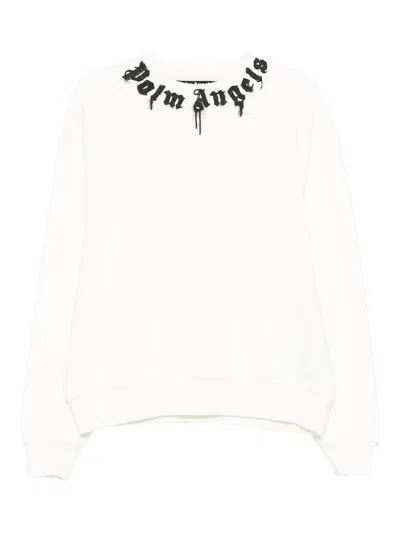 Palm Angels Relaxed-fit Cotton Sweatshirt With Signature Print In White