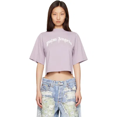 Palm Angels Purple Dripping Curved Logo Boxy T-shirt