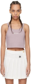 PALM ANGELS PURPLE EMBROIDERED TANK TOP