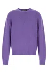 Palm Angels Curve Logo Crewneck Sweater In Violet Light Lime