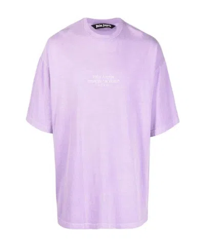 Palm Angels Pxp Creative Services Logo-embroidered Crew-neck T-shirt In Purple