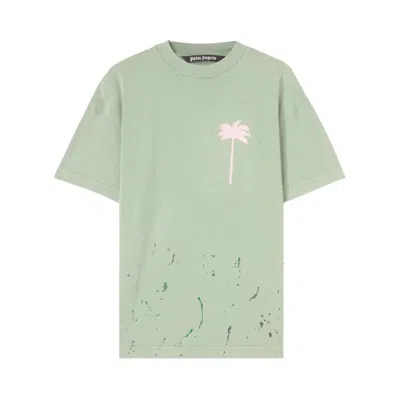 Pre-owned Palm Angels Pxp Painted Classic T-shirt 'green'