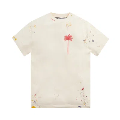 Pre-owned Palm Angels Pxp Painted Classic Tee 'off White/red' In Cream