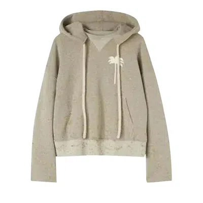 Pre-owned Palm Angels Pxp Painted Raw Cut Hoodie 'melange Grey/white' | Men's Size M In Gray