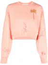 Palm Angels Pxp Palm Tree Printed Cropped Sweatshirt In Orange