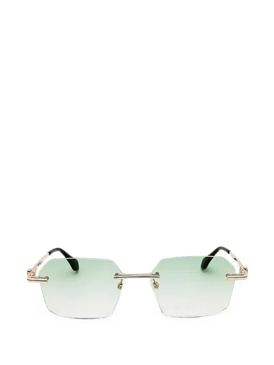 Palm Angels Quartz Geometric Rimless Sunglasses In Green