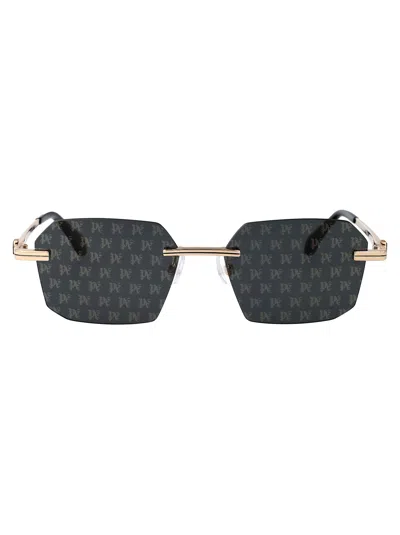 Palm Angels Quartz Sunglasses In Gold Dark Grey