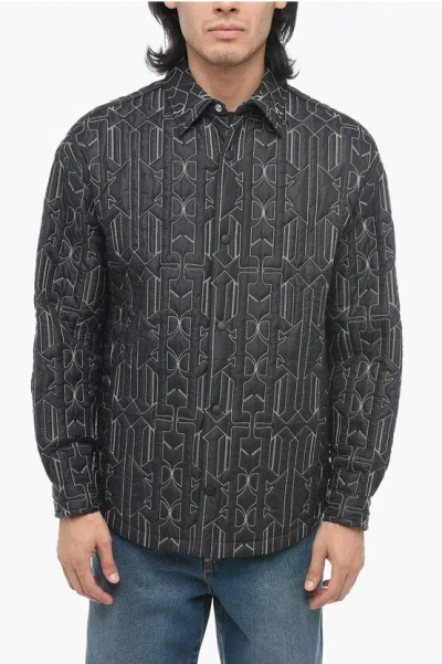 Palm Angels Quilted All Monogram Outerwear With Snap Buttons In Black