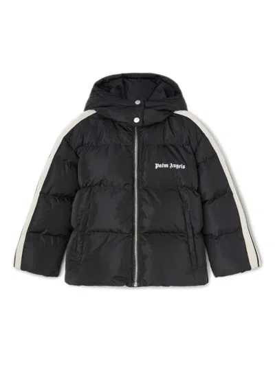 Palm Angels Quilted Hooded Puffer Jacket In Black
