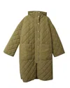 Palm Angels Quilted Hoodie Coat In Beige Polyamide In Beige