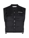 Palm Angels Quilted Nylon Down Vest In Black Off White