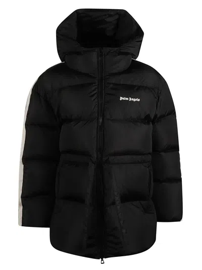 Palm Angels Hooded Track Down Jkt Black White In 1003