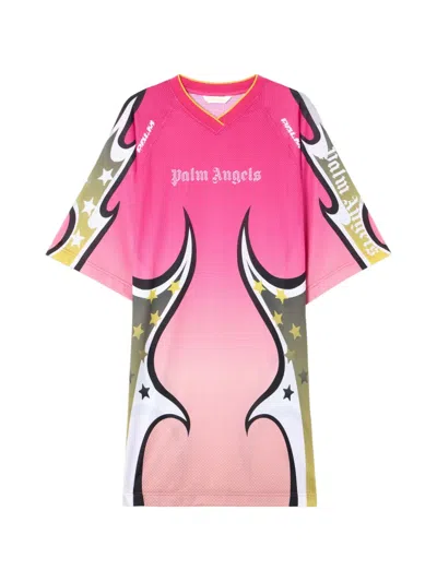 Palm Angels Racing Graphic T-shirt Mini Dress In Pink