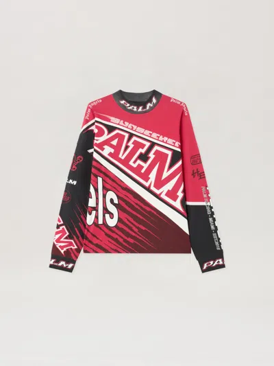 Palm Angels Racing Loose Long-sleeved T-shirt In Red