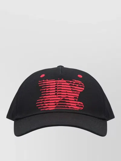 Palm Angels Racing Monogram-embroidered Curved Peak Baseball Cap In Black