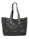 Palm Angels Logo-strap Raffia Tote Bag In Black