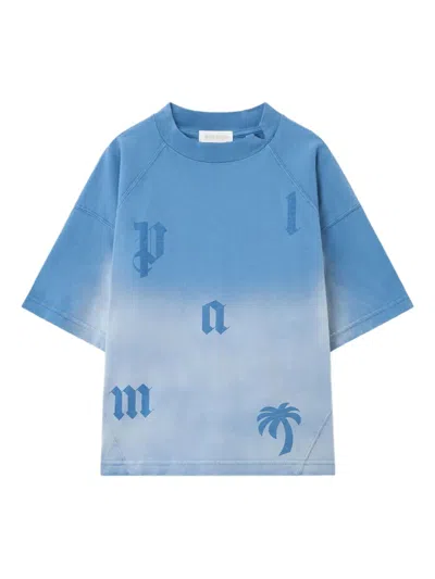 Palm Angels Raglan Sleeve Gradient T-shirt In Blue