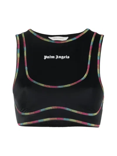 Palm Angels Rainbow Miami Logo Training Top In Black