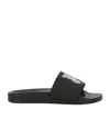 Palm Angels Logo Embossed Square Toe Slides In Black