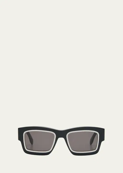 Palm Angels Raymond Square Contrasting Acetate Sunglasses In Black Dark Grey