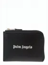 Palm Angels Rectangular Black Leather Card Wallet In Black
