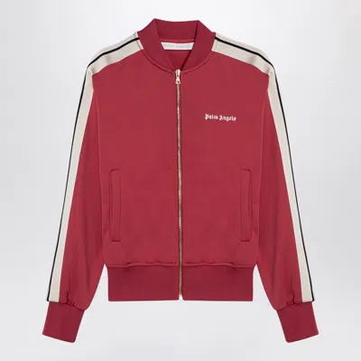 PALM ANGELS PALM ANGELS EARTH RED ZIP SWEATSHIRT WITH LOGO