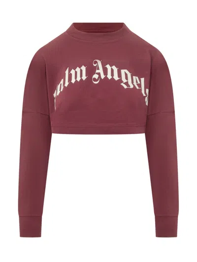 Palm Angels Red Logo Crew Neck Sweatshirt