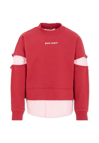 PALM ANGELS RED SWEATSHIRT FOR GIRL WITH LOGO