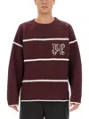Palm Angels Regular Fit Monogram Striped Sweater Size L In Maroon