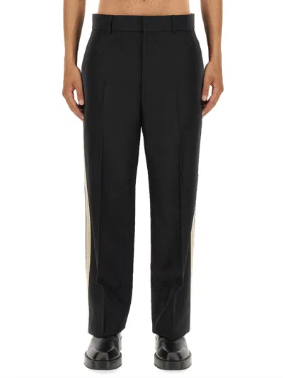 Palm Angels Regular Fit Pants With Logo Band In Black