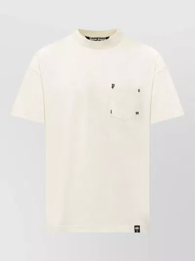 Palm Angels Regular T-shirt Round Neck Pocket Detail In Neutral