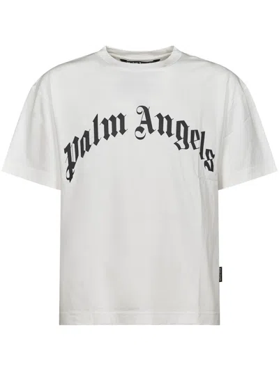 PALM ANGELS RELAXED FIT COTTON T-SHIRT WITH STYLIZED LETTERING