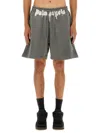 Palm Angels Relaxed Fit Grey Shorts In Gray
