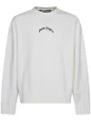 Palm Angels Relaxed Fit Knit Sweater With Bold Lettering In Gray