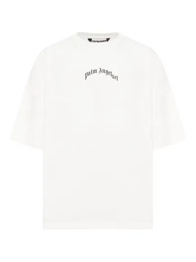 PALM ANGELS PALM ANGELS RELAXED-FIT WHITE T-SHIRT WITH LOGO PRINT
