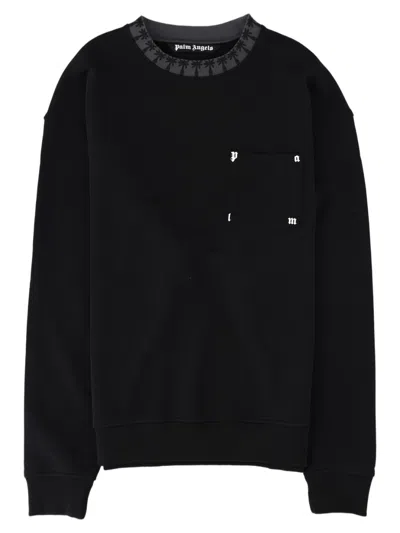 Palm Angels Relaxed-fit Minimalist Pocket Black Sweatshirt In Blue