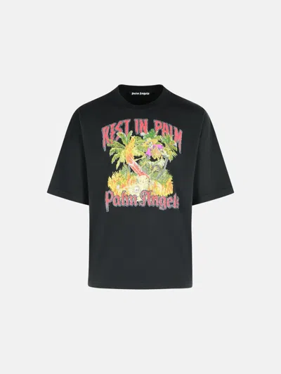 Palm Angels 'rest In Palm' Black Cotton T-shirt