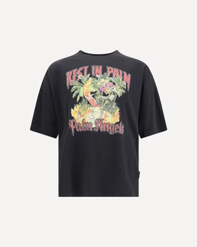 PALM ANGELS REST IN PALM COTTON T-SHIRT