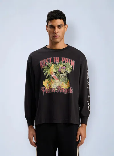 Palm Angels Rest In Palm Long Sleeve T-shirt In Black