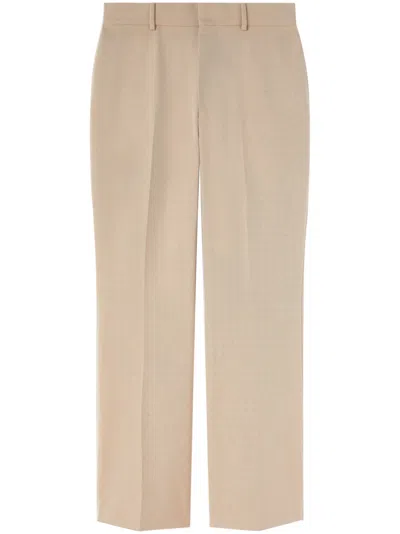 Palm Angels Flared Cotton Trousers In Neutral