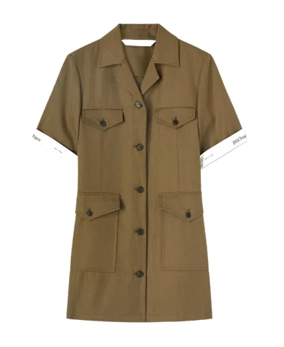 Palm Angels Reverse Logo-band Minidress In Green