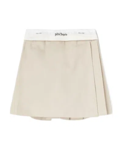 Palm Angels Reverse Waistband Pleated Miniskirt In White