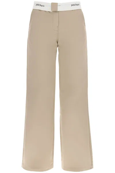 Palm Angels Reversed Waistband Chino Pants In Beige White (beige)