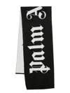 PALM ANGELS REVERSIBLE BLACK AND WHITE SCARF WITH LOGO