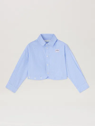 Palm Angels Kids' Rheinstone Striped Cropped Shirt