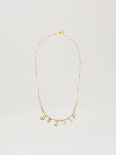Palm Angels Rhinestone Angels Necklace In Gold