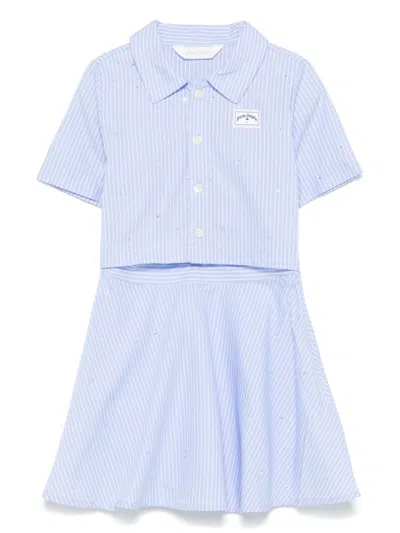 Palm Angels Kids' Rhinestone-embellished Dress In Blue