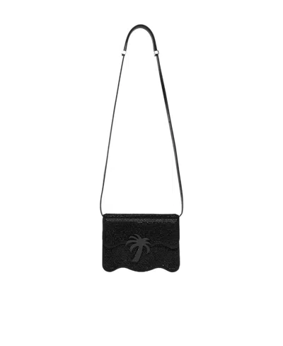 Palm Angels Rhinestone-embellished Shoulder Bag In Black